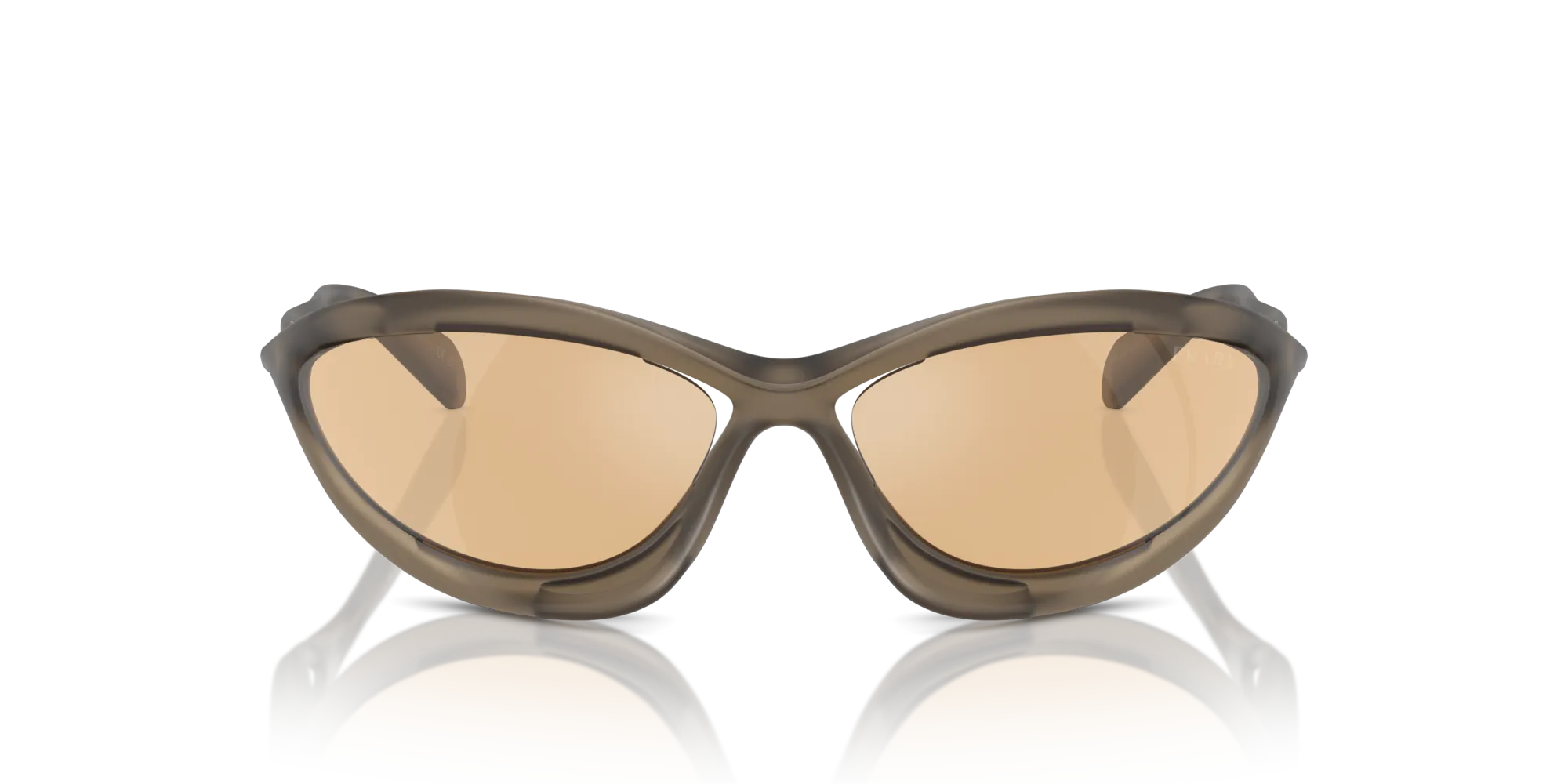Prada PR A26S 16V10H Occhiali da sole Iniettato Marrone Arancione Cat Eye Normale Specchiato - immagine 3