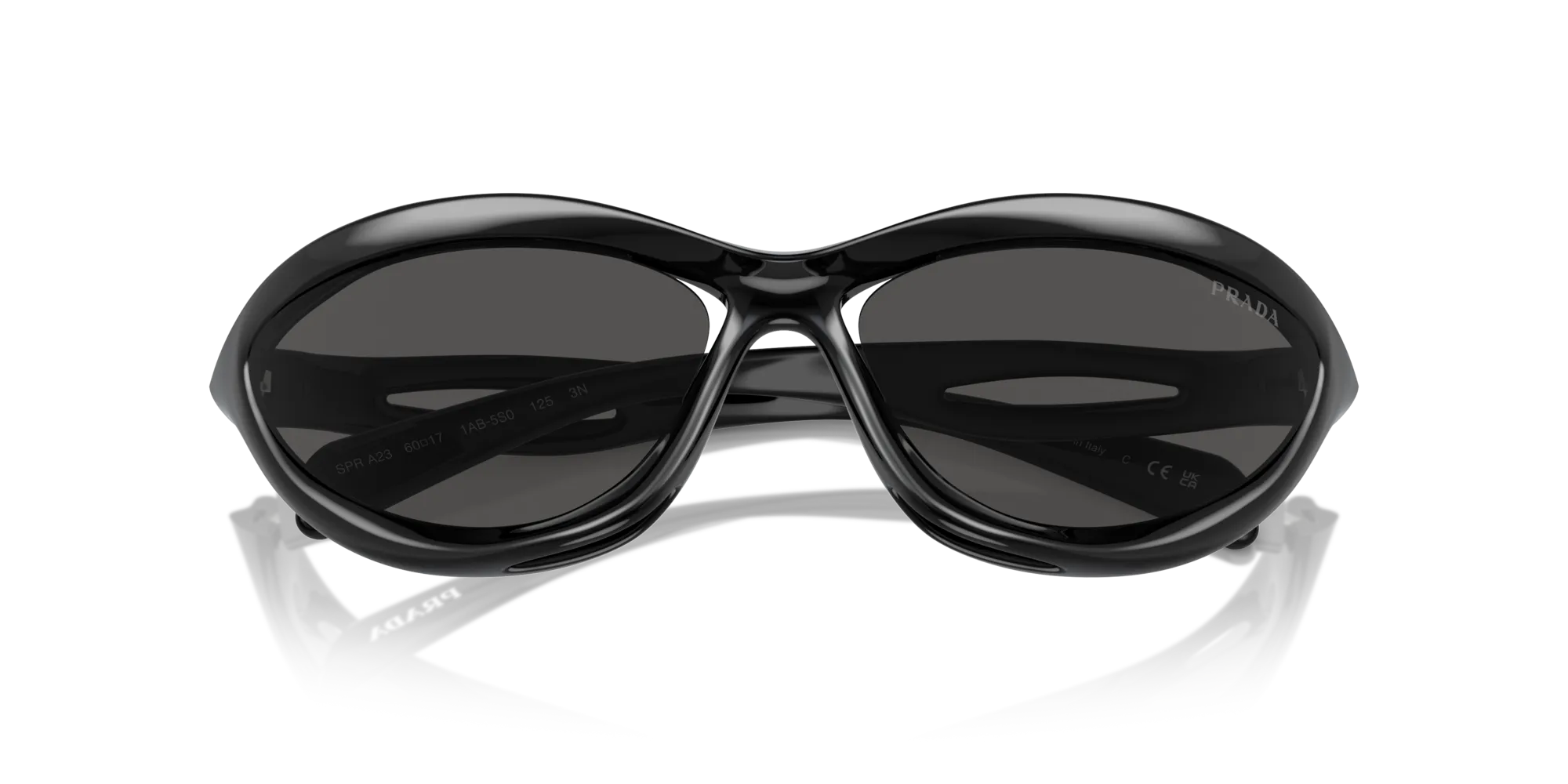 Prada PR A23S 1AB5S0 Occhiali da sole Nylon Nero Grigio Cat Eye Normale - immagine 2