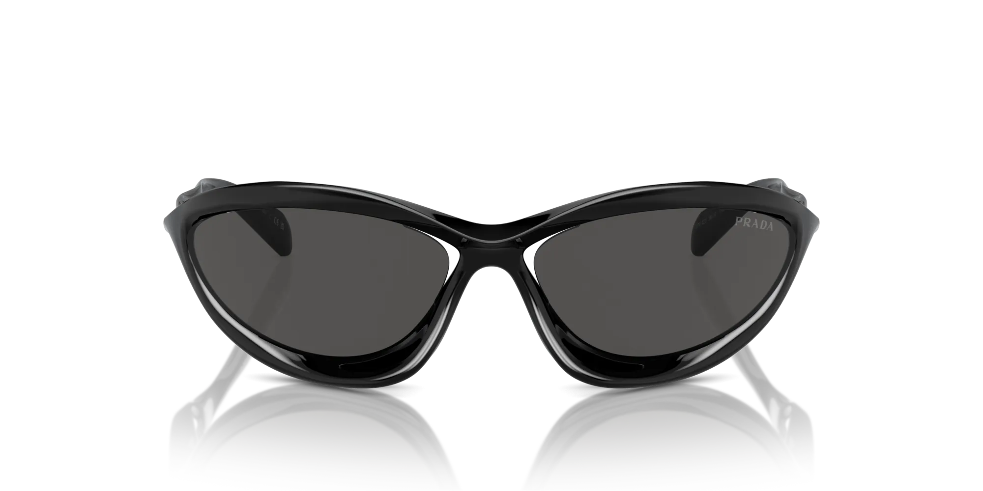 Prada PR A23S 1AB5S0 Occhiali da sole Nylon Nero Grigio Cat Eye Normale - immagine 3