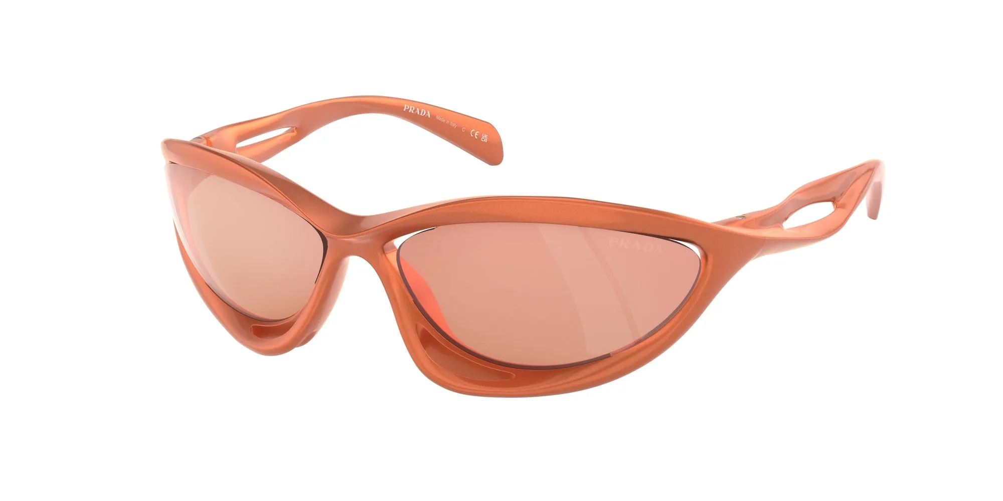 Prada PR A23S 15V50H Occhiali da sole Nylon Arancione Rosso Cat Eye Specchiate Specchiato - immagine 1