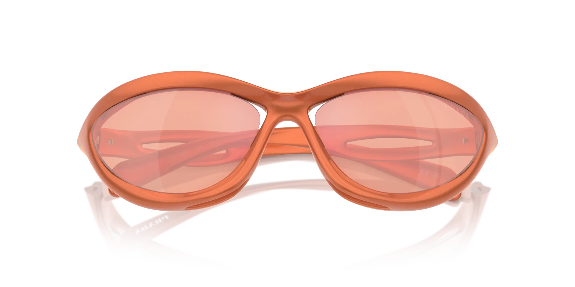 Prada PR A23S 15V50H Occhiali da sole Nylon Arancione Rosso Cat Eye Specchiate Specchiato - immagine 2