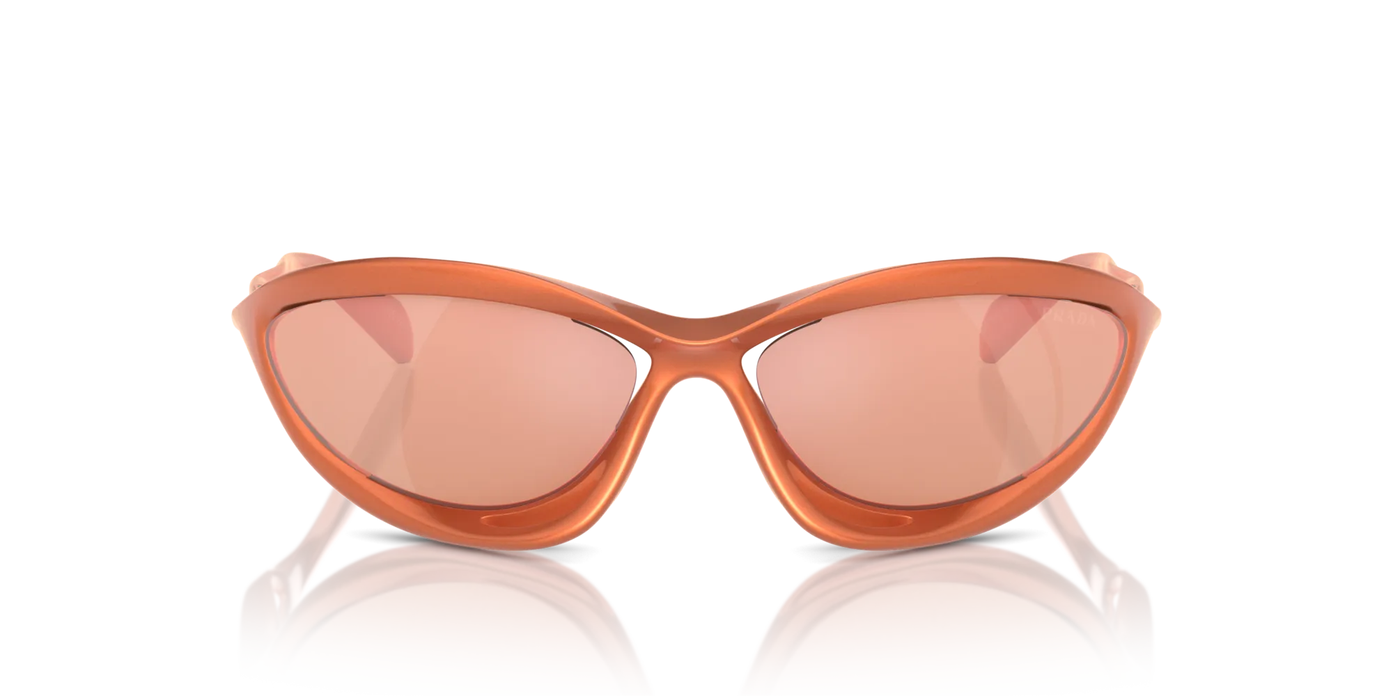 Prada PR A23S 15V50H Occhiali da sole Nylon Arancione Rosso Cat Eye Specchiate Specchiato - immagine 3