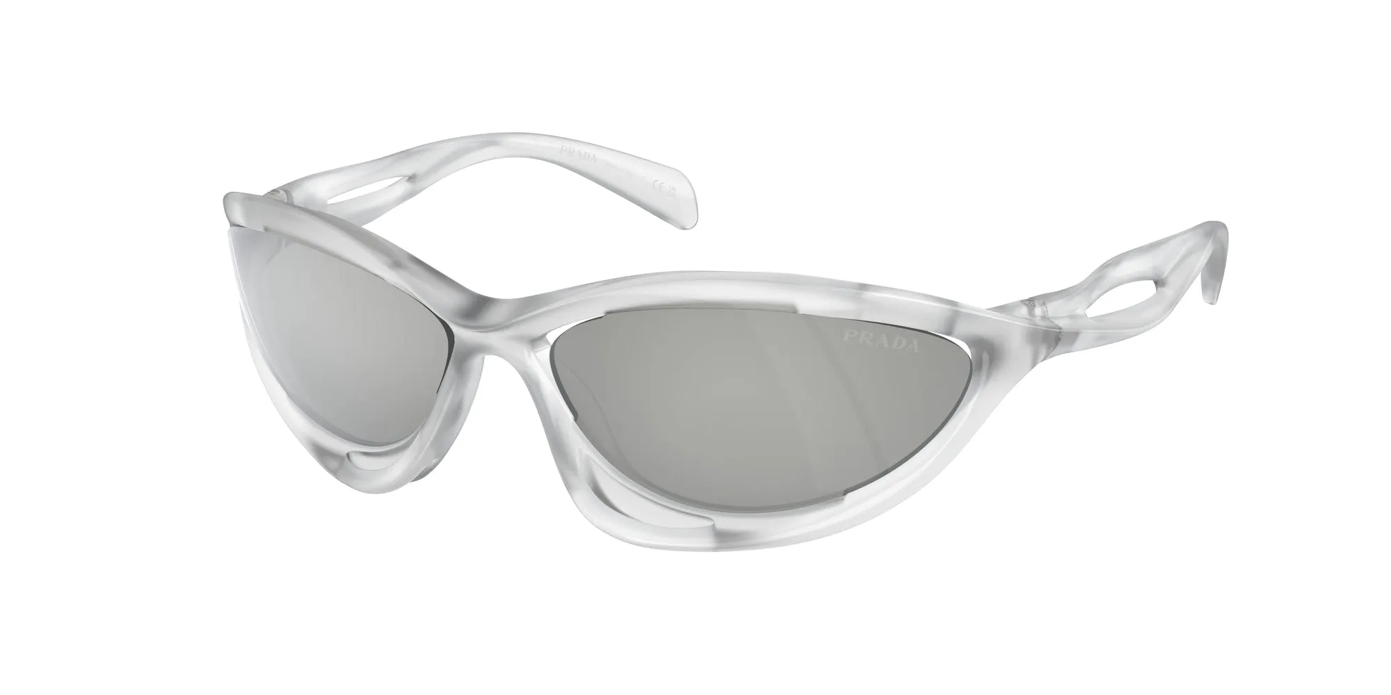 Prada PR A23S 14V60H Occhiali da sole Nylon Trasparente Argento Cat Eye Specchiate Specchiato - immagine 1