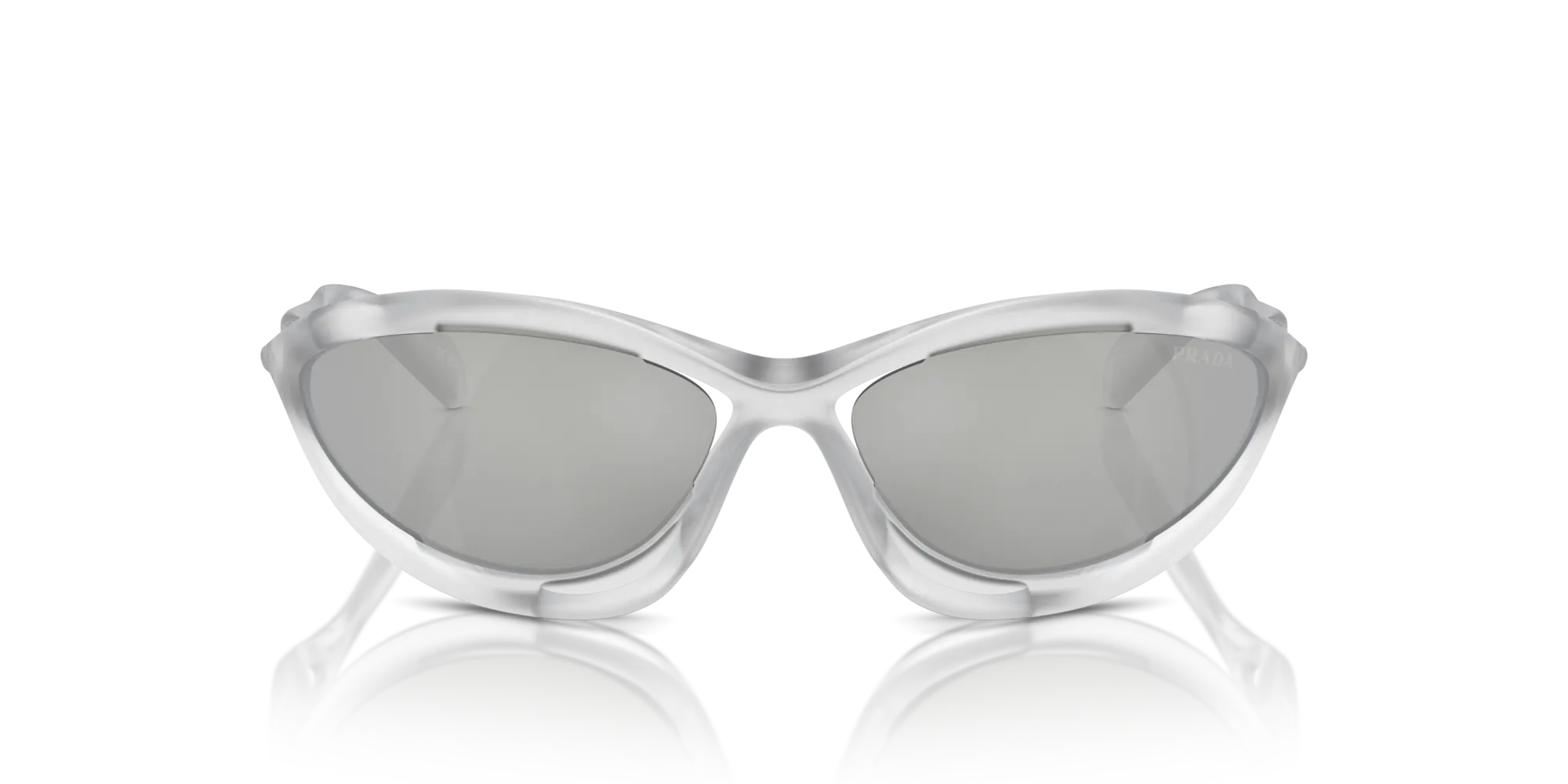 Prada PR A23S 14V60H Occhiali da sole Nylon Trasparente Argento Cat Eye Specchiate Specchiato - immagine 3