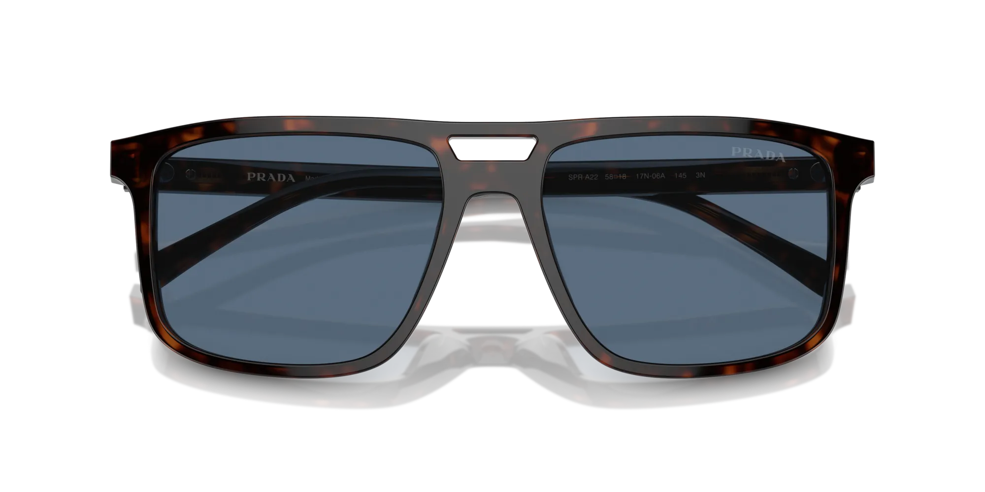Prada PR A22S 17N06A Occhiali da sole Acetato Tartaruga Blu Squadrata Normale - immagine 2