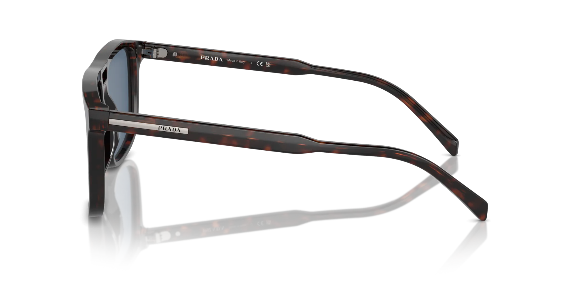 Prada PR A22S 17N06A Occhiali da sole Acetato Tartaruga Blu Squadrata Normale - immagine 4