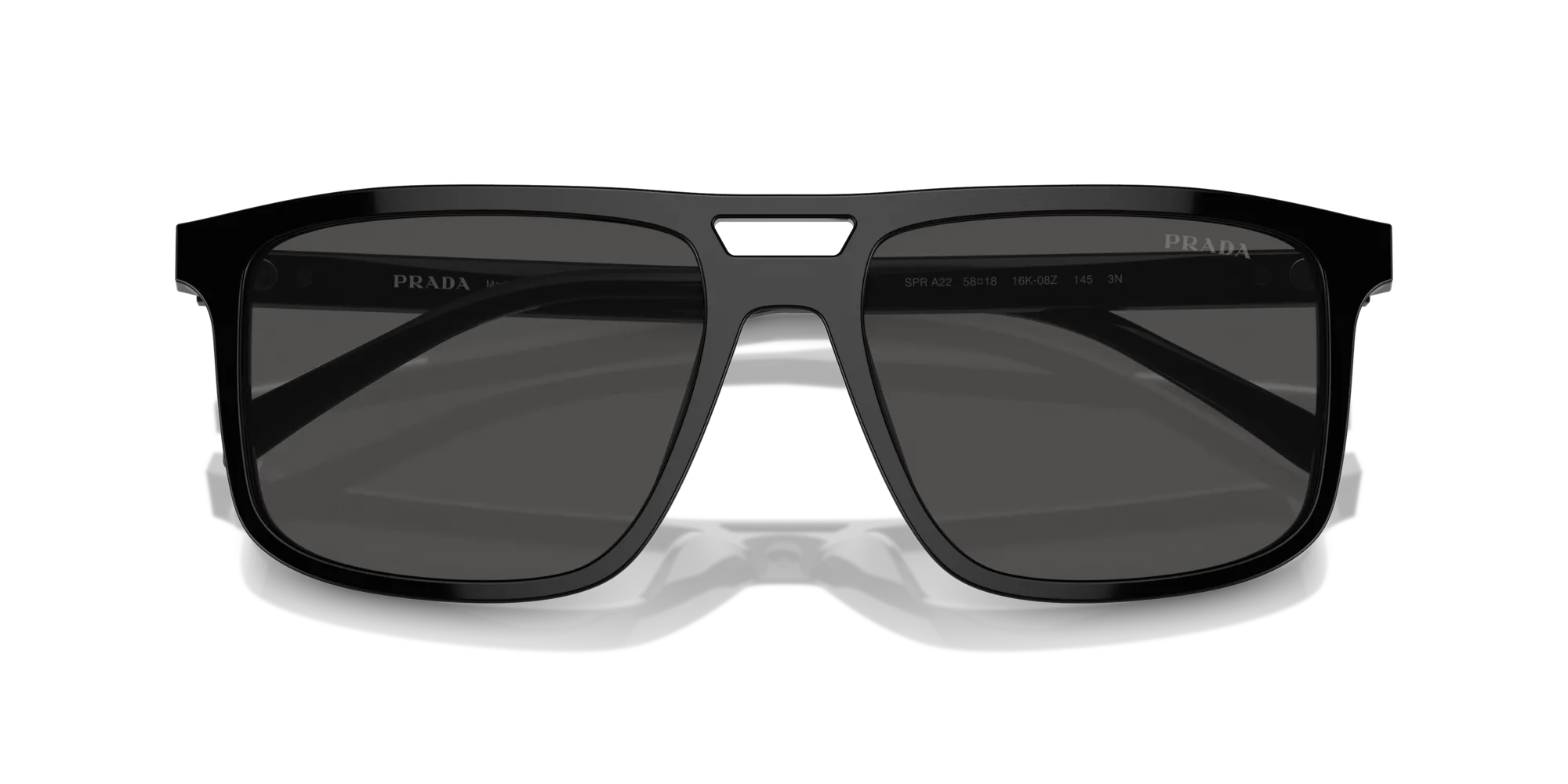 Prada PR A22S 16K08Z Occhiali da sole Acetato Nero Grigio Squadrata Normale - immagine 2