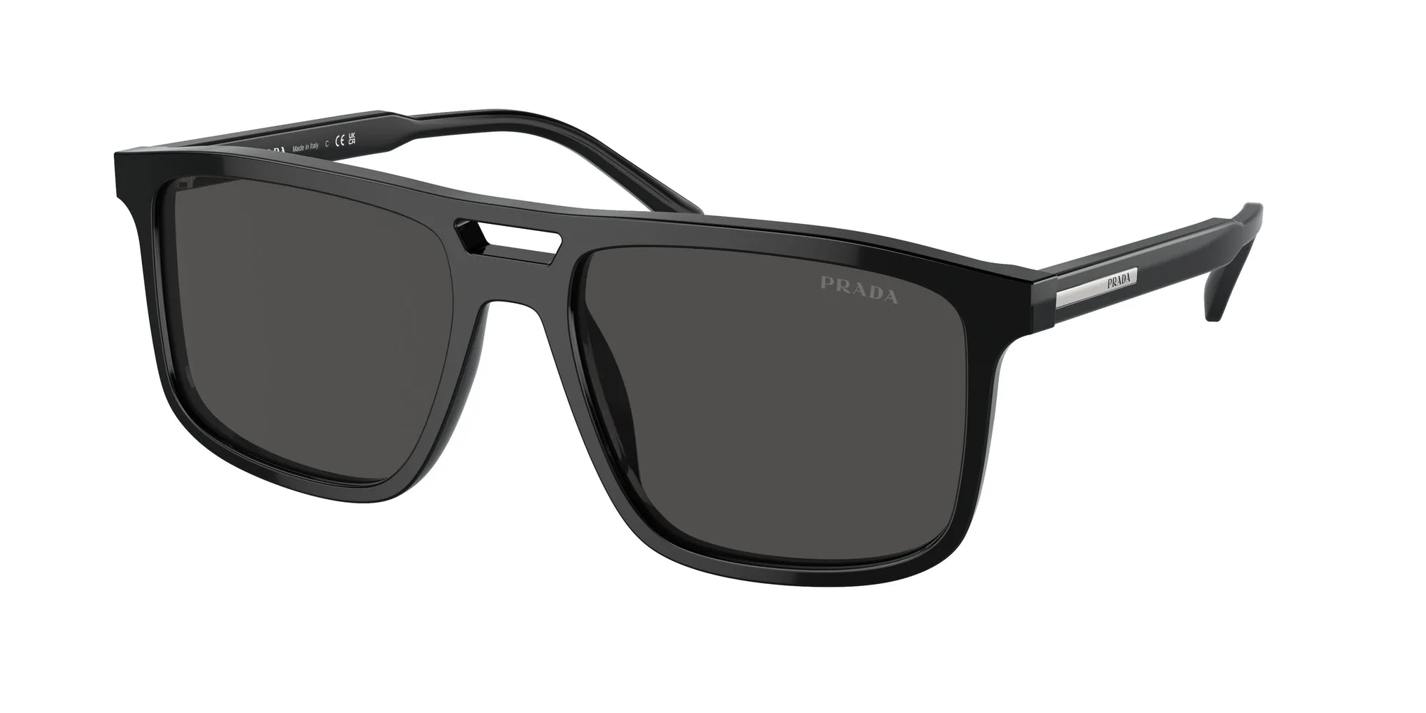 Prada PR A22S 16K08Z Occhiali da sole Acetato Nero Grigio Squadrata Normale - immagine 1