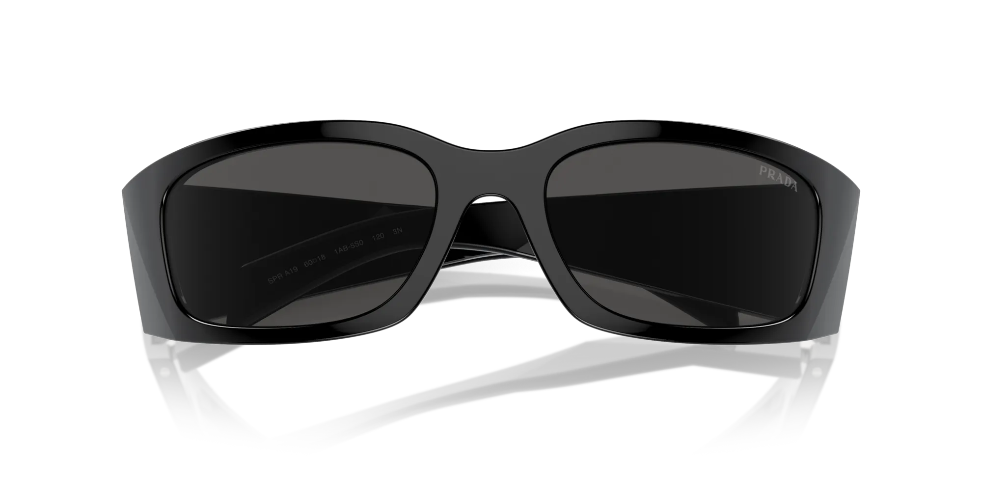 Prada PR A19S 1AB5S0 Occhiali da sole Acetato Nero Grigio Farfalla Normale - immagine 2