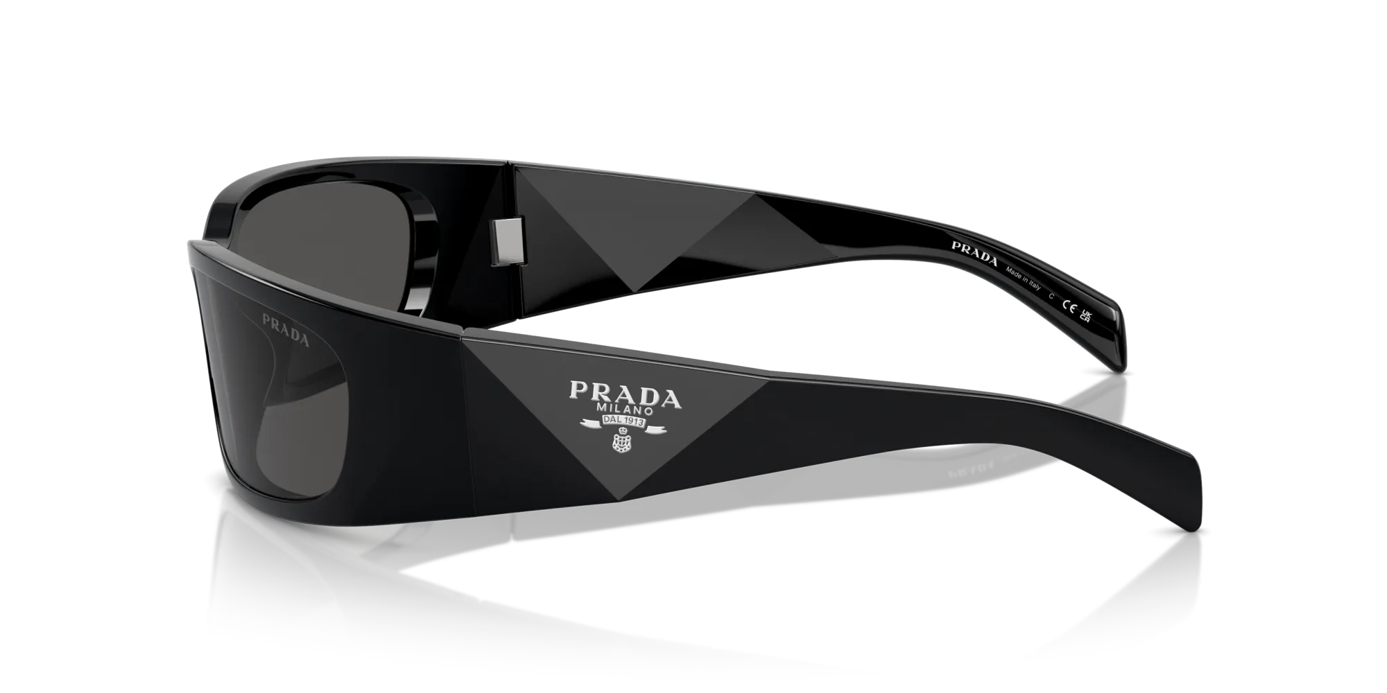 Prada PR A19S 1AB5S0 Occhiali da sole Acetato Nero Grigio Farfalla Normale - immagine 4