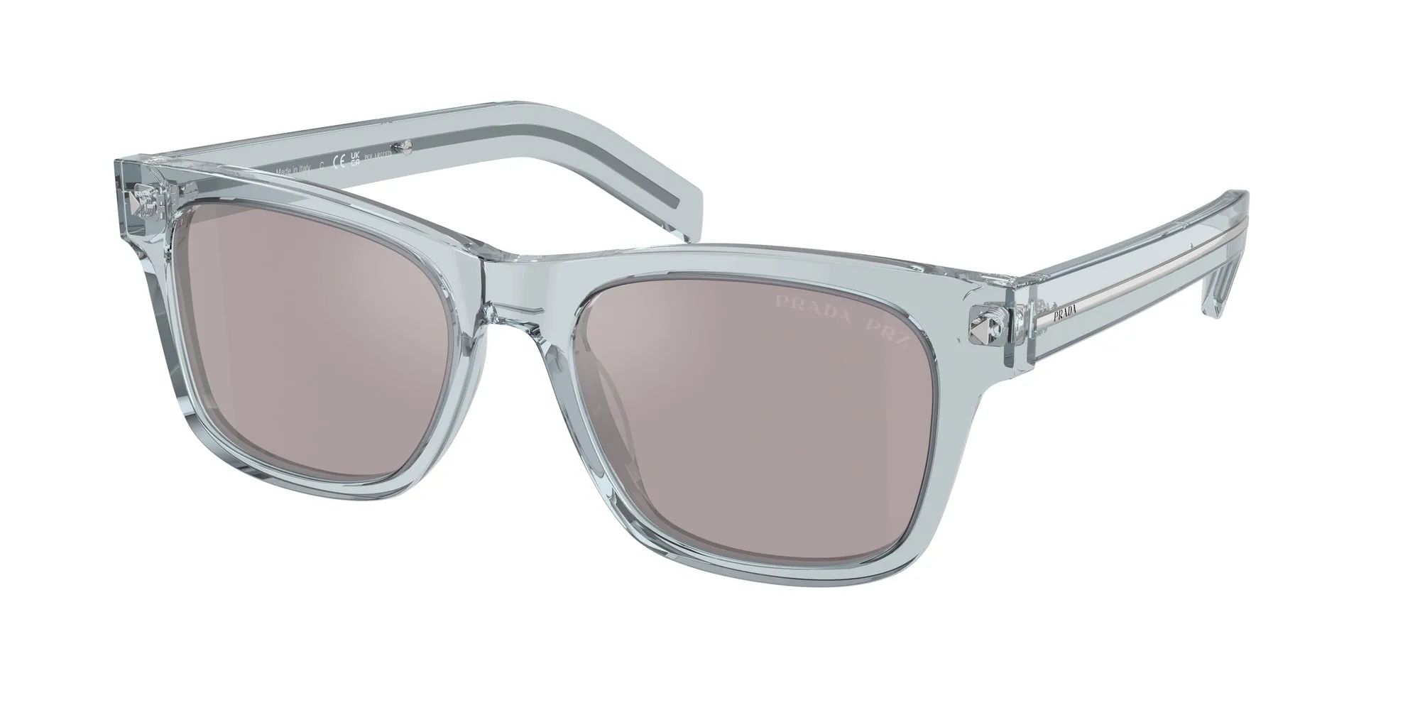 Prada PR A17S 19T80F Occhiali da sole Acetato Blu Grigio Squadrata Polarizzata Specchiato - immagine 1