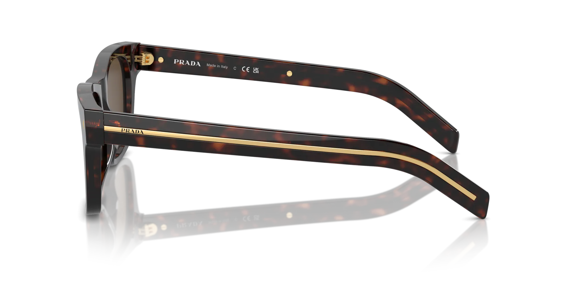 Prada PR A17S 17N70F Occhiali da sole Acetato Tartaruga Marrone Squadrata Normale Antiriflesso - immagine 4