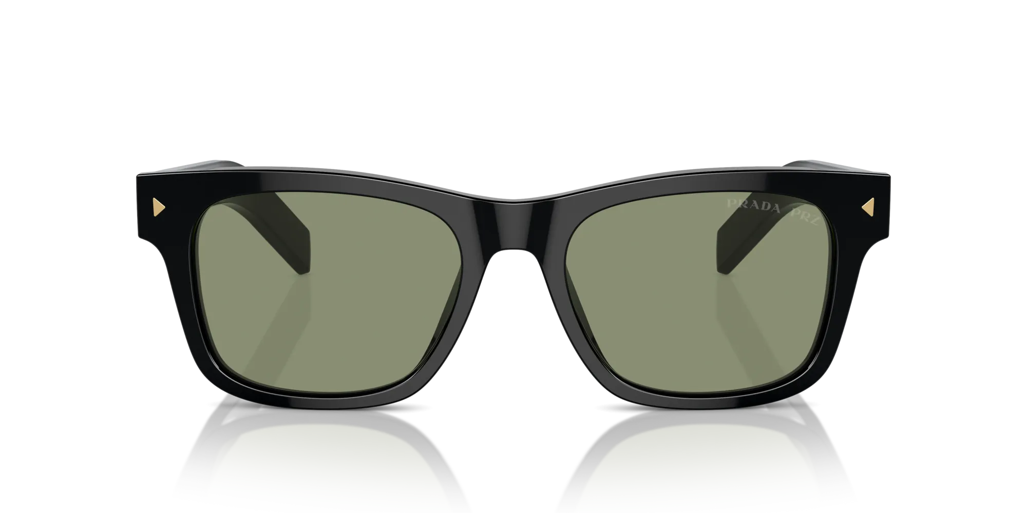 Prada PR A17S 16K20G Occhiali da sole Acetato Nero Verde Squadrata Polarizzata - immagine 3