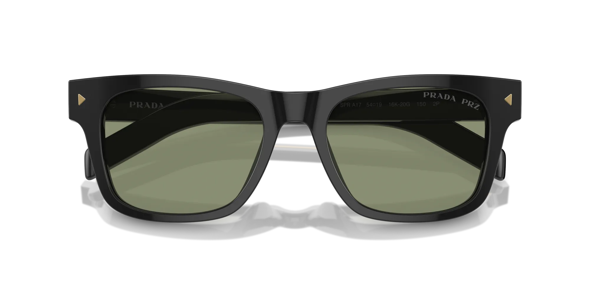 Prada PR A17S 16K20G Occhiali da sole Acetato Nero Verde Squadrata Polarizzata - immagine 2
