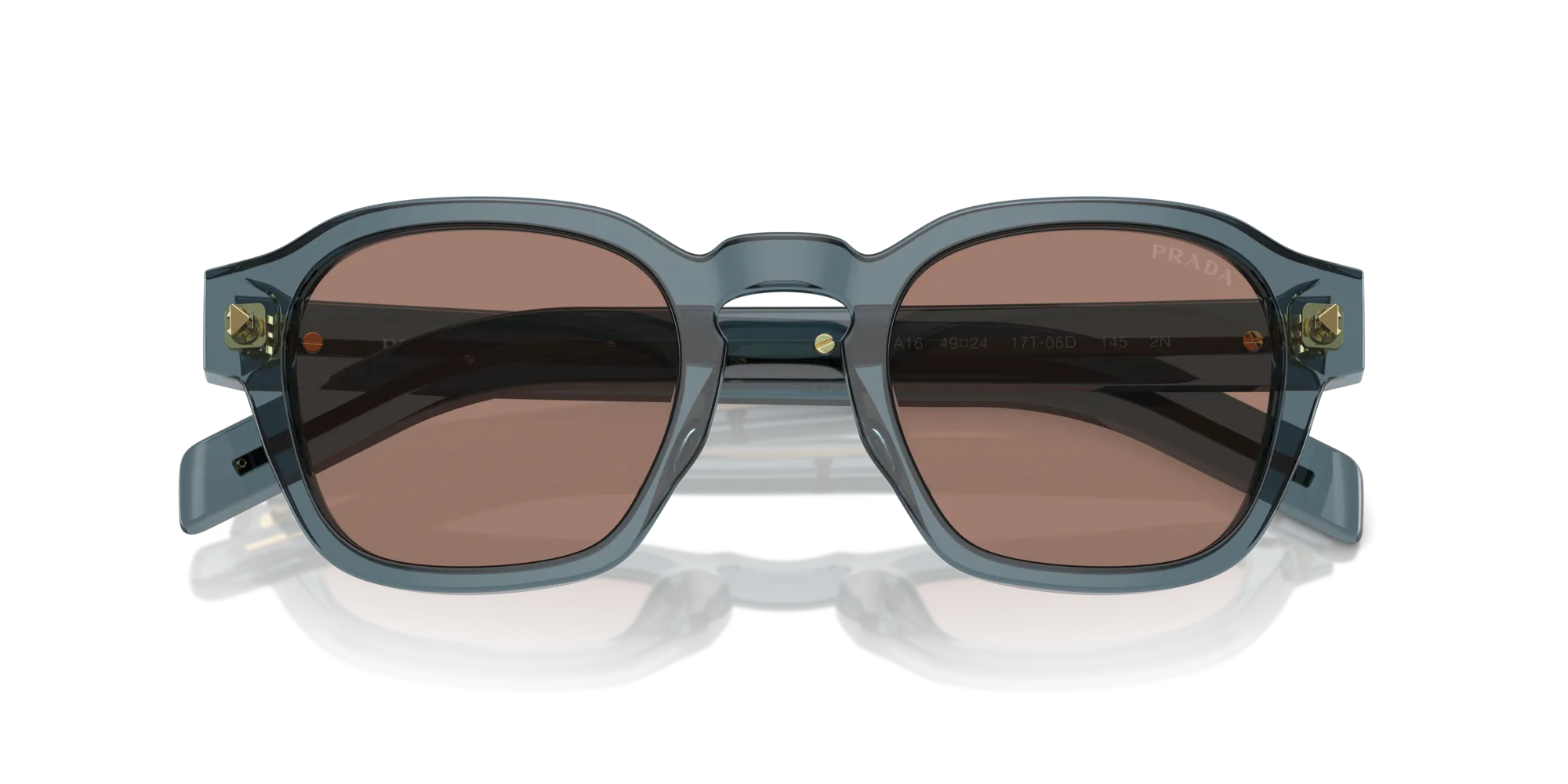 Prada PR A16S 17T05D Occhiali da sole Acetato Blu Marrone Pantos Normale - immagine 2