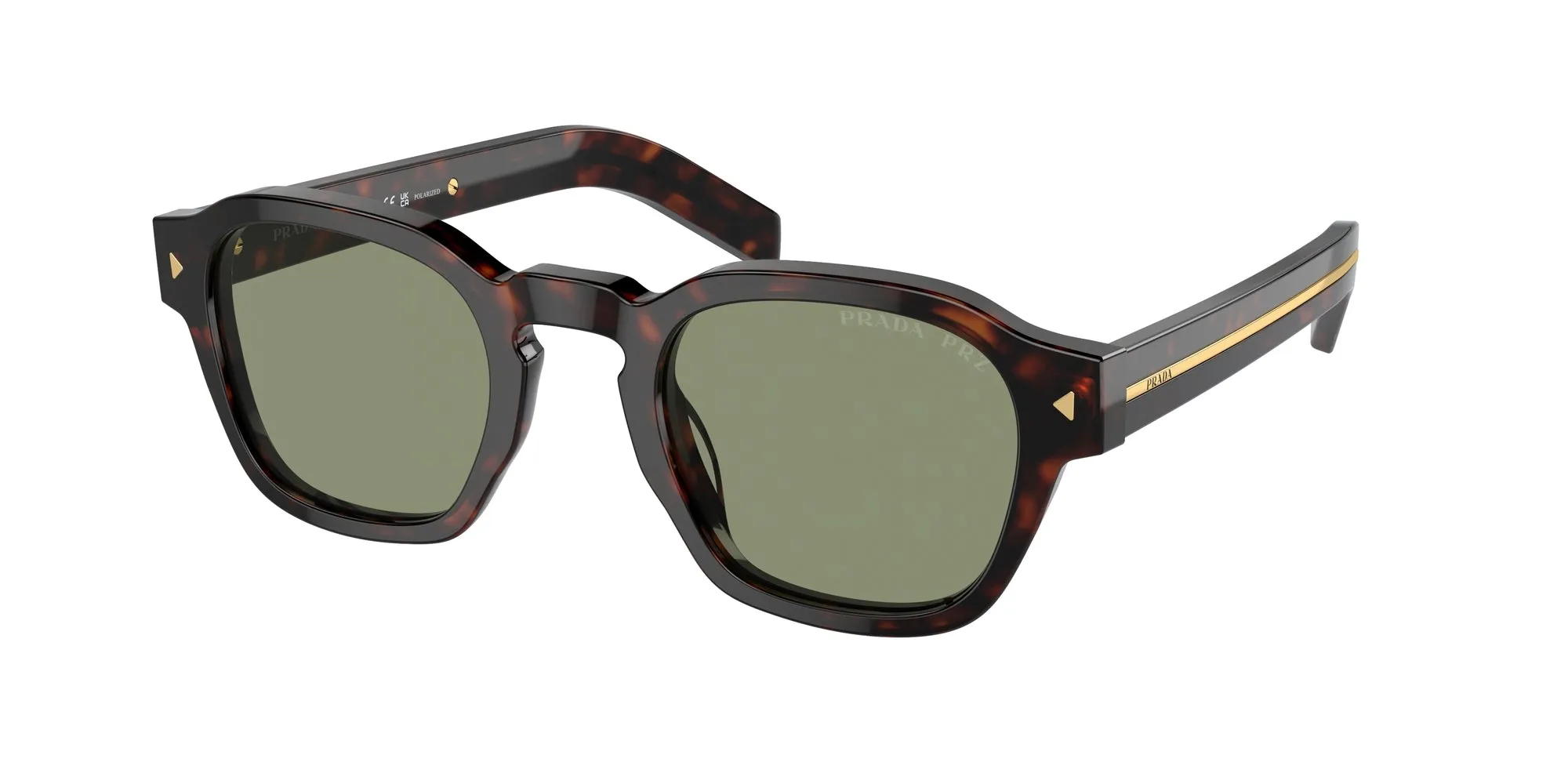 Prada PR A16S 17N20G Occhiali da sole Acetato Tartaruga Verde Pantos Polarizzata - immagine 1