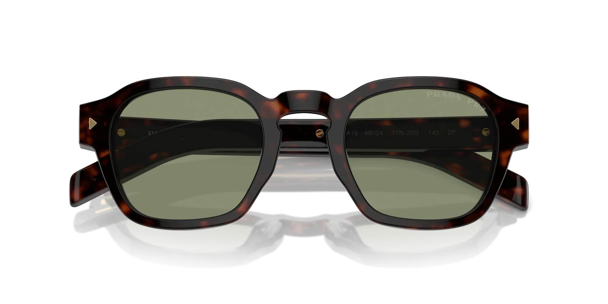 Prada PR A16S 17N20G Occhiali da sole Acetato Tartaruga Verde Pantos Polarizzata - immagine 2