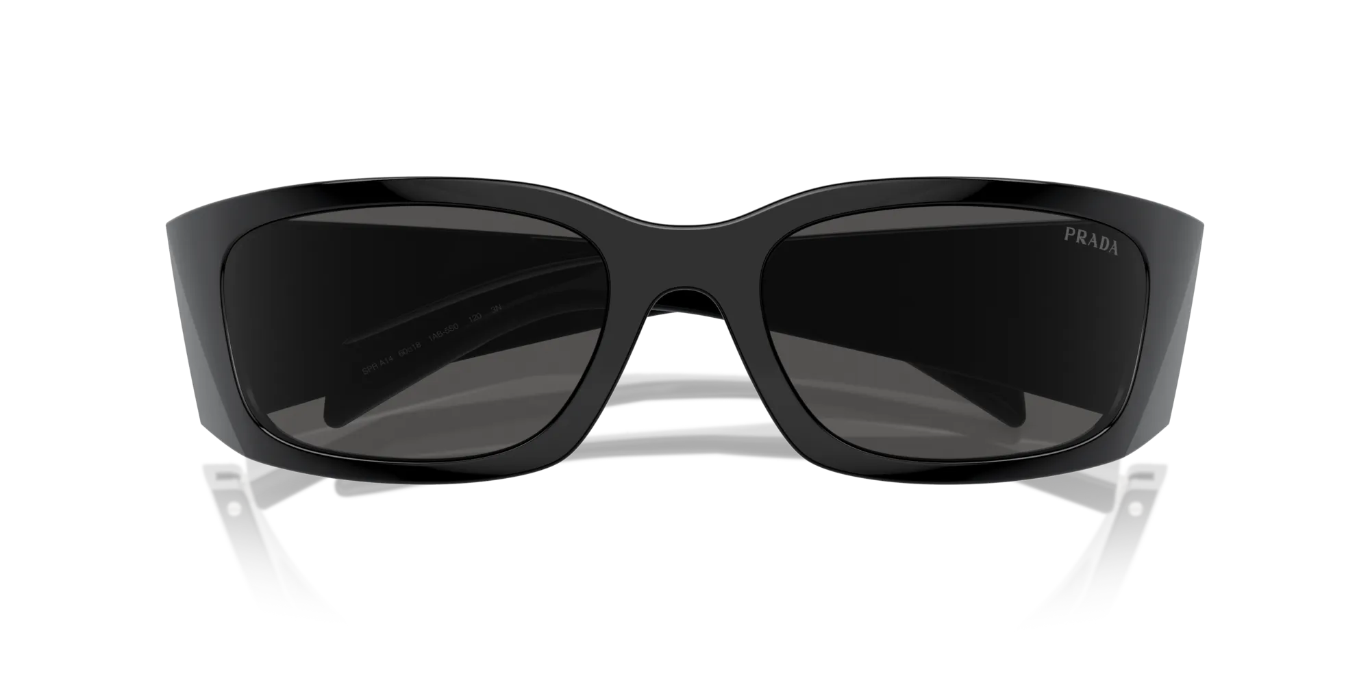 Prada PR A14S 1AB5S0 Occhiali da sole Acetato Nero Grigio Farfalla Normale - immagine 2
