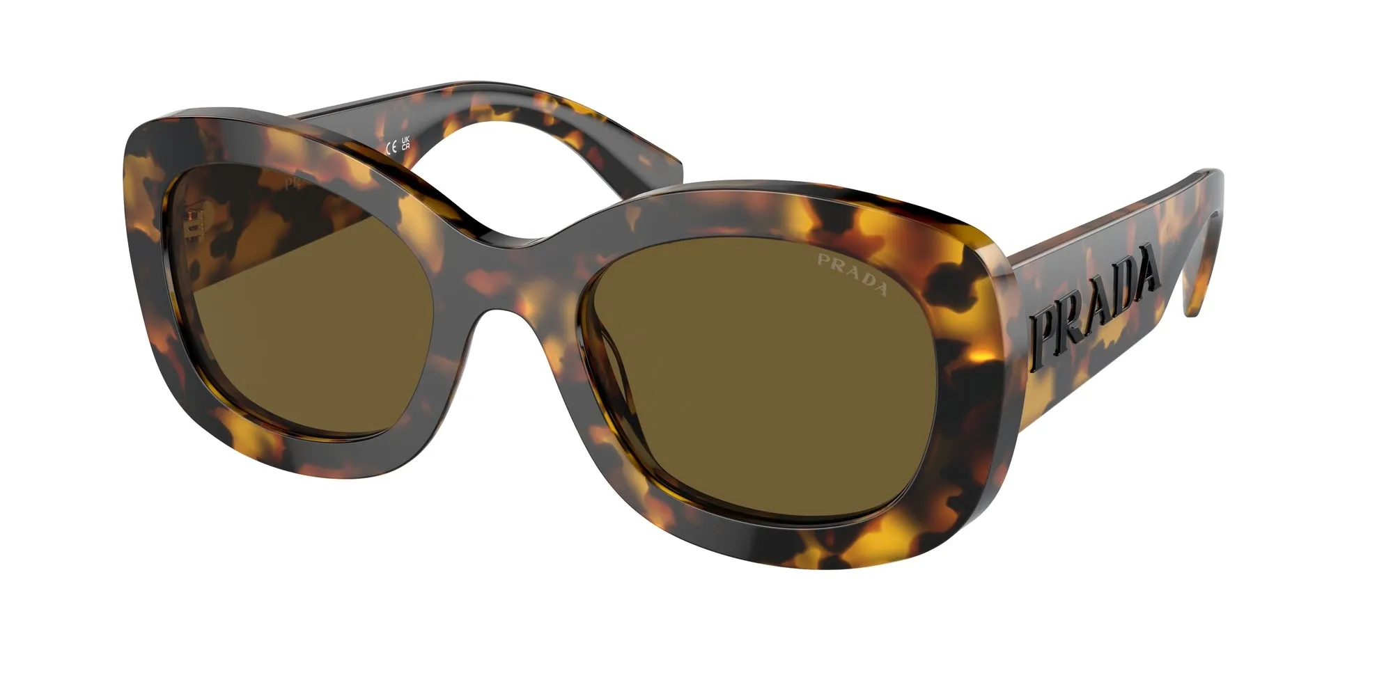 Prada PR A13S VAU01T Occhiali da sole Acetato Tartaruga Marrone Rotonda Normale - immagine 1