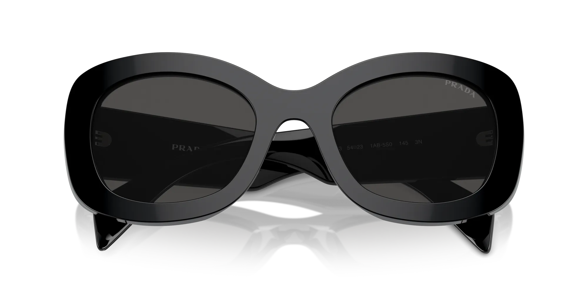 Prada PR A13S 1AB5S0 Occhiali da sole Acetato Nero Grigio Rotonda Normale - immagine 2