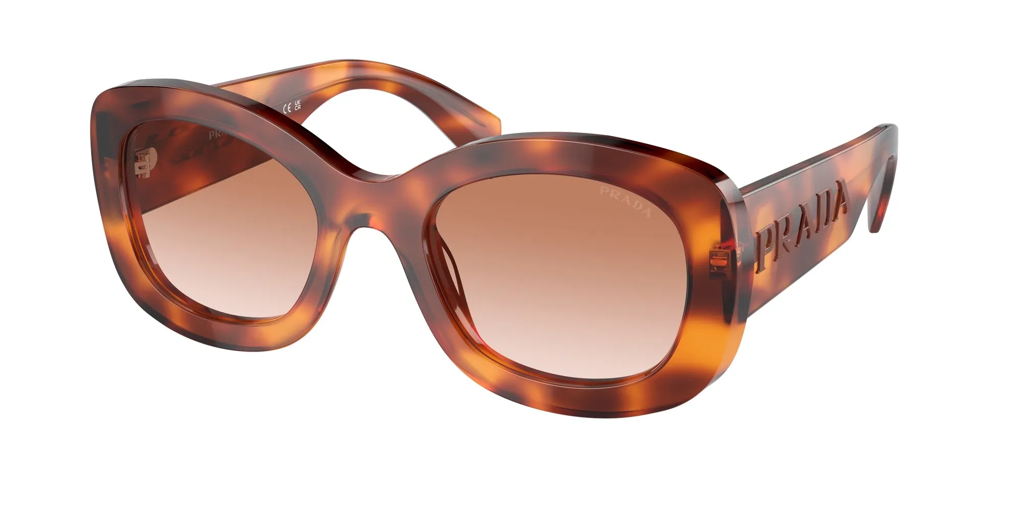 Prada PR A13S 18R70E Occhiali da sole Acetato Marrone Marrone Rotonda Normale Sfumato - immagine 1