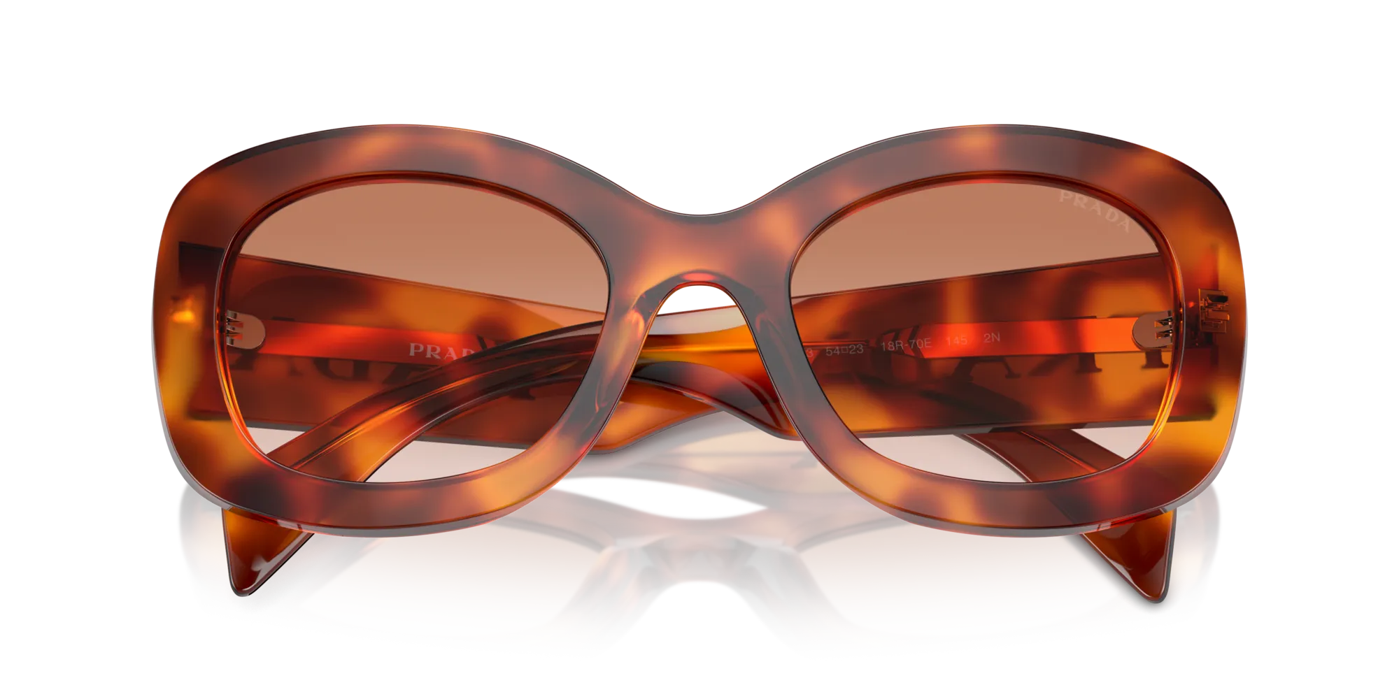 Prada PR A13S 18R70E Occhiali da sole Acetato Marrone Marrone Rotonda Normale Sfumato - immagine 2