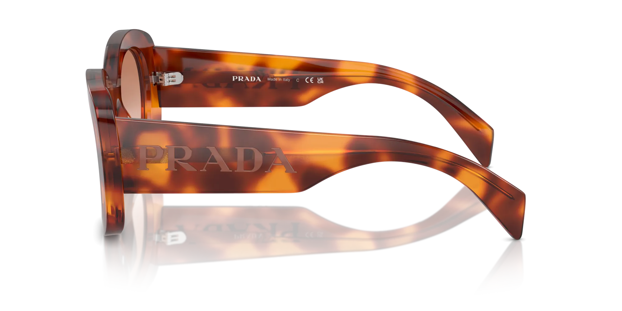 Prada PR A13S 18R70E Occhiali da sole Acetato Marrone Marrone Rotonda Normale Sfumato - immagine 4