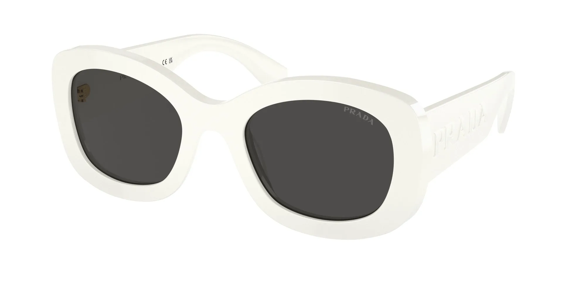 Prada PR A13S 1425S0 Occhiali da sole Acetato Bianco Grigio Rotonda Normale - immagine 1