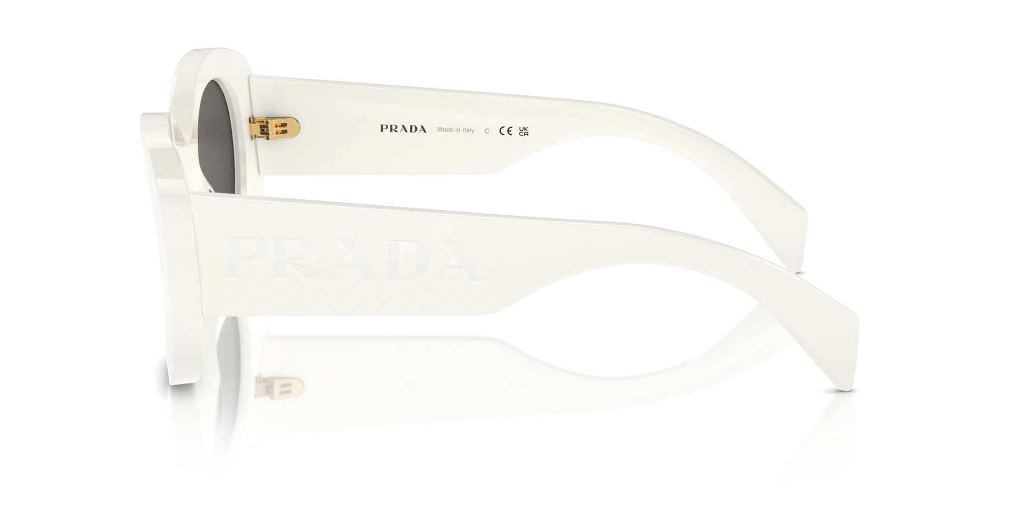 Prada PR A13S 1425S0 Occhiali da sole Acetato Bianco Grigio Rotonda Normale - immagine 4