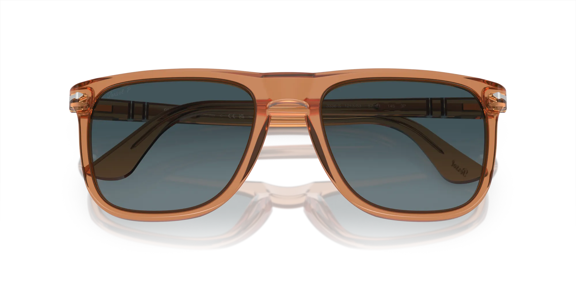 Persol PO3336S 1213S3 Occhiali da sole Acetato Marrone Blu Pilot Polarizzata Sfumato - immagine 2