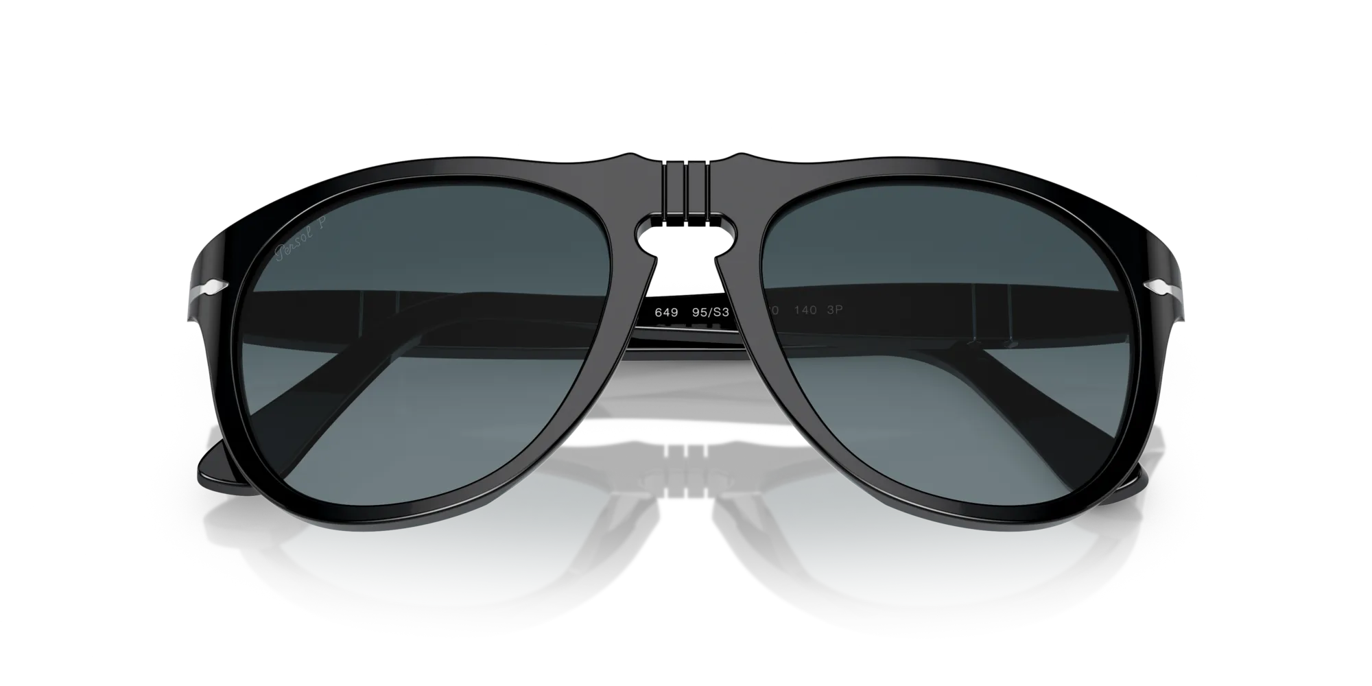Persol PO0649 95/S3 Occhiali da sole Acetato Nero Blu Pilot Polarizzata Sfumato - immagine 2