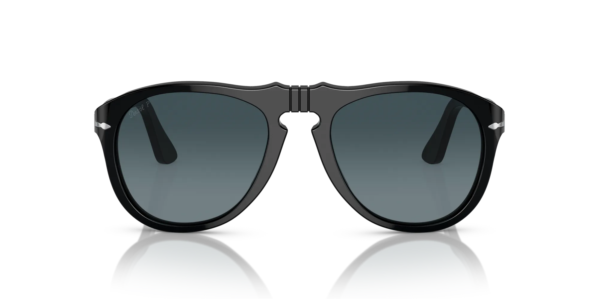 Persol PO0649 95/S3 Occhiali da sole Acetato Nero Blu Pilot Polarizzata Sfumato - immagine 3
