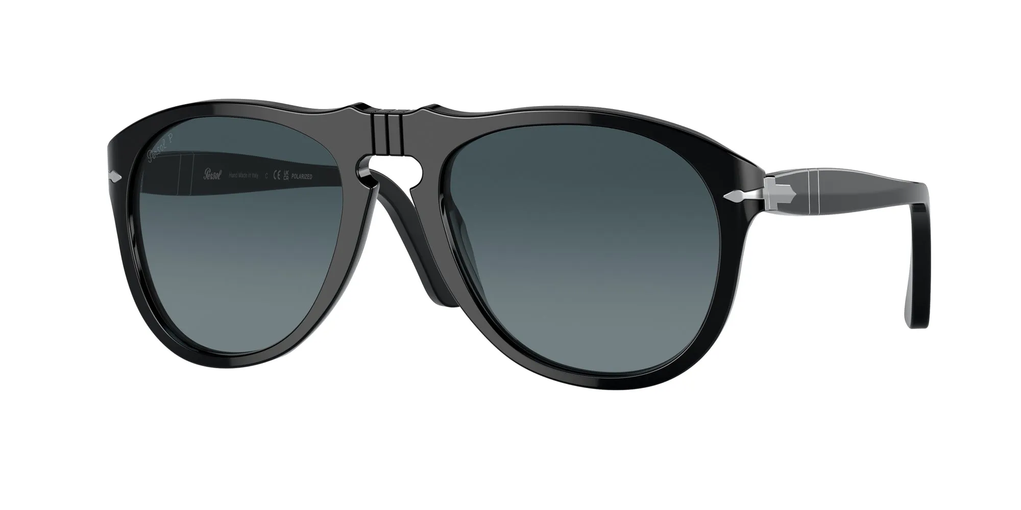 Persol PO0649 95/S3 Occhiali da sole Acetato Nero Blu Pilot Polarizzata Sfumato - immagine 1