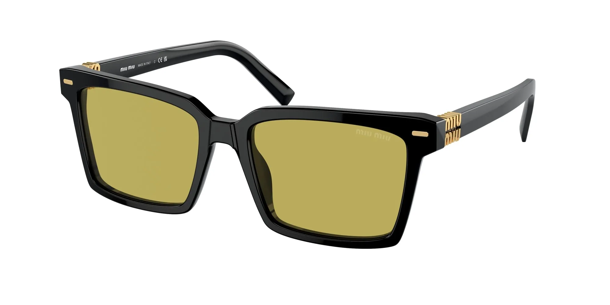 Miu Miu MU 13ZS 16K07O Occhiali da sole Acetato Nero Verde Squadrata Normale - immagine 1