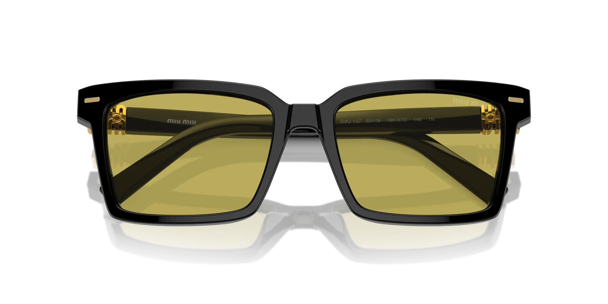 Miu Miu MU 13ZS 16K07O Occhiali da sole Acetato Nero Verde Squadrata Normale - immagine 2
