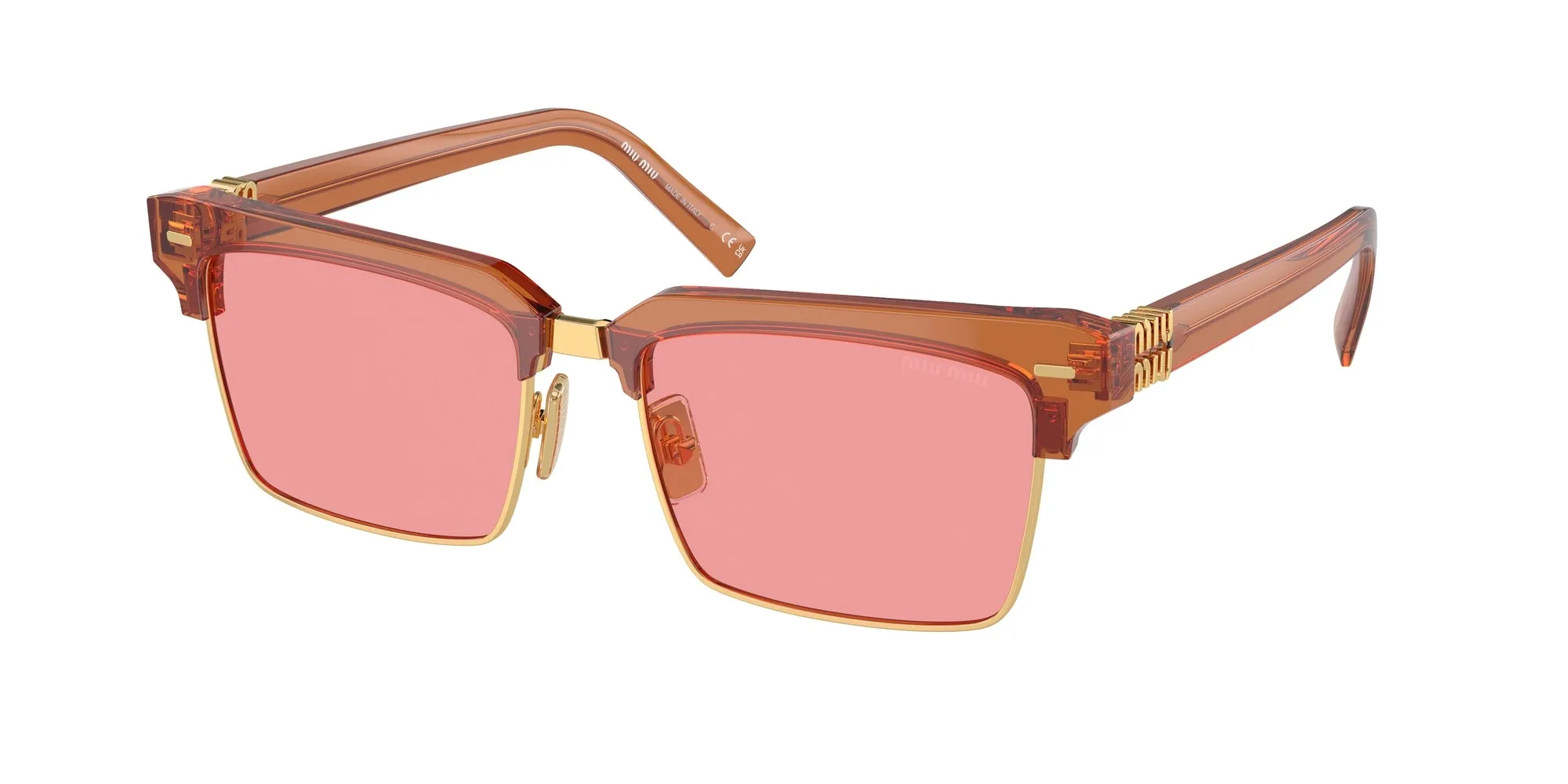 Miu Miu MU 10ZS 15T1D0 Occhiali da sole Acetato Marrone Rosa Squadrata Normale - immagine 1