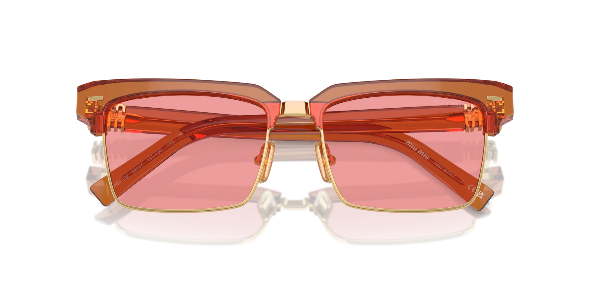 Miu Miu MU 10ZS 15T1D0 Occhiali da sole Acetato Marrone Rosa Squadrata Normale - immagine 2