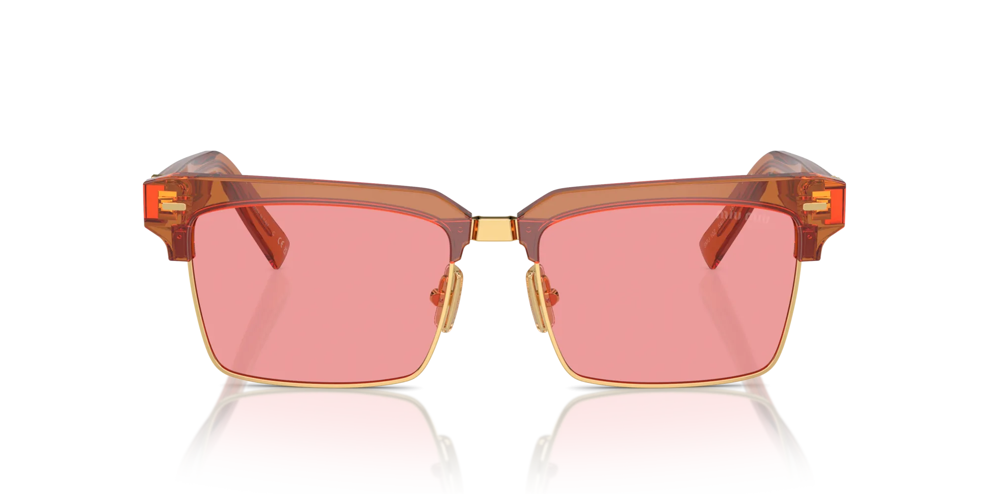 Miu Miu MU 10ZS 15T1D0 Occhiali da sole Acetato Marrone Rosa Squadrata Normale - immagine 3