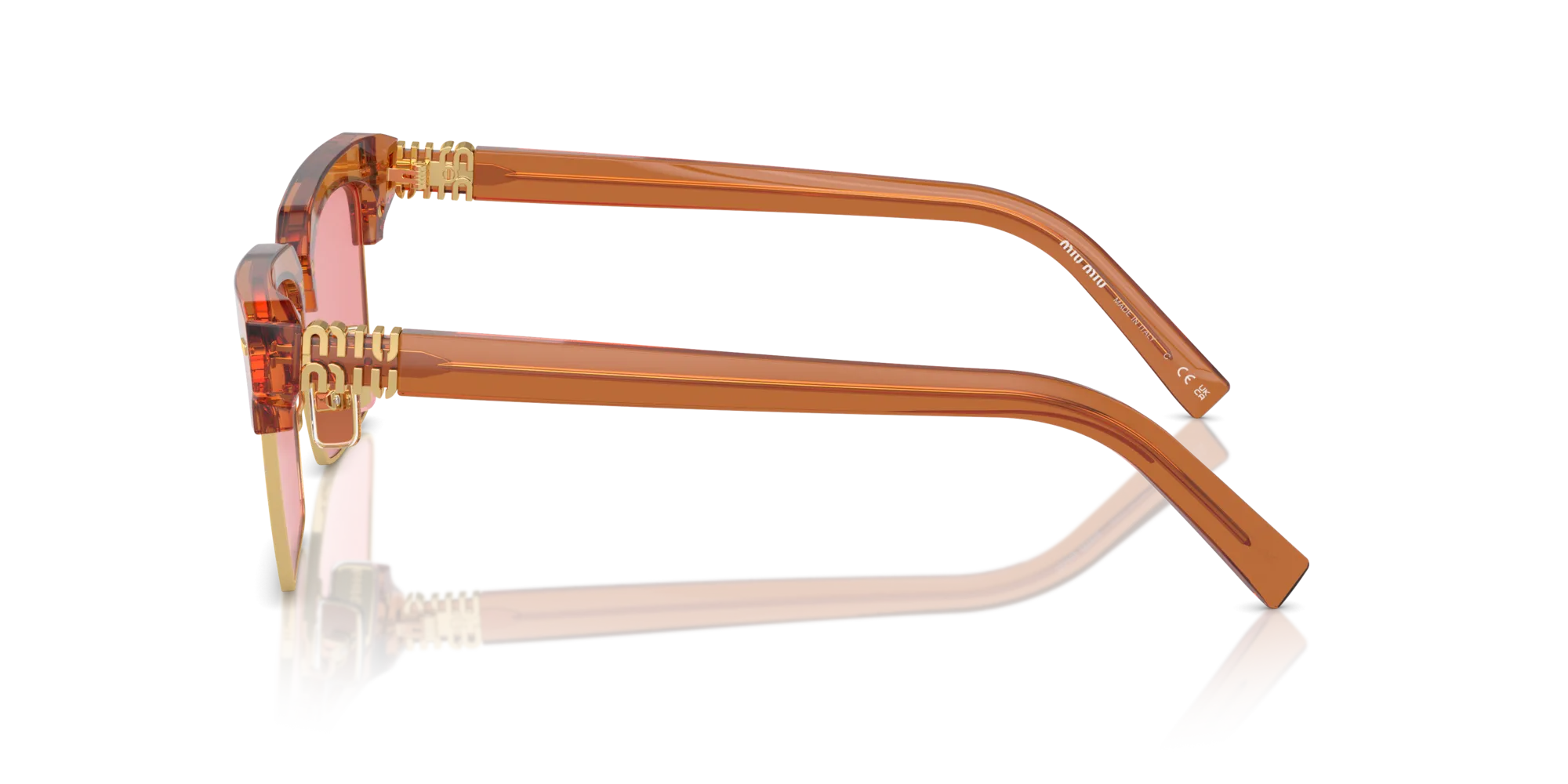 Miu Miu MU 10ZS 15T1D0 Occhiali da sole Acetato Marrone Rosa Squadrata Normale - immagine 4