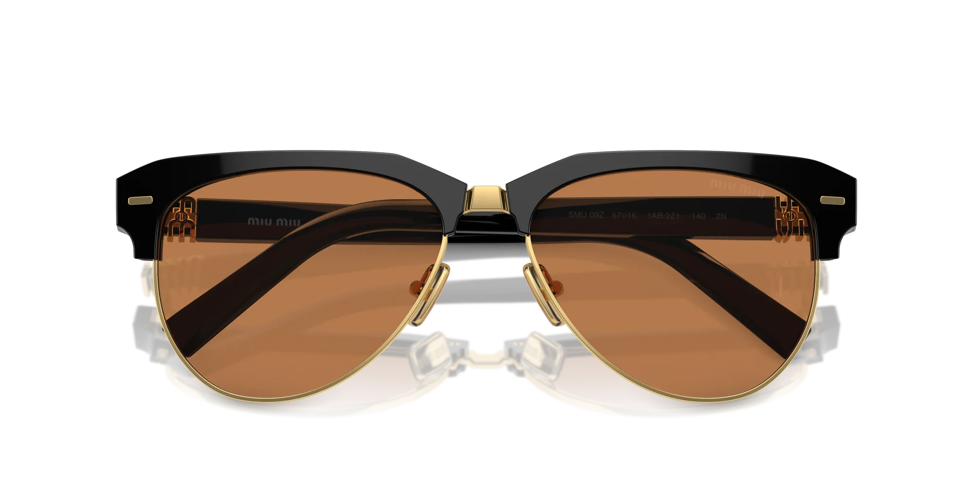 Miu Miu MU 09ZS 1AB2Z1 Occhiali da sole Acetato Nero Marrone Pilot Normale - immagine 2