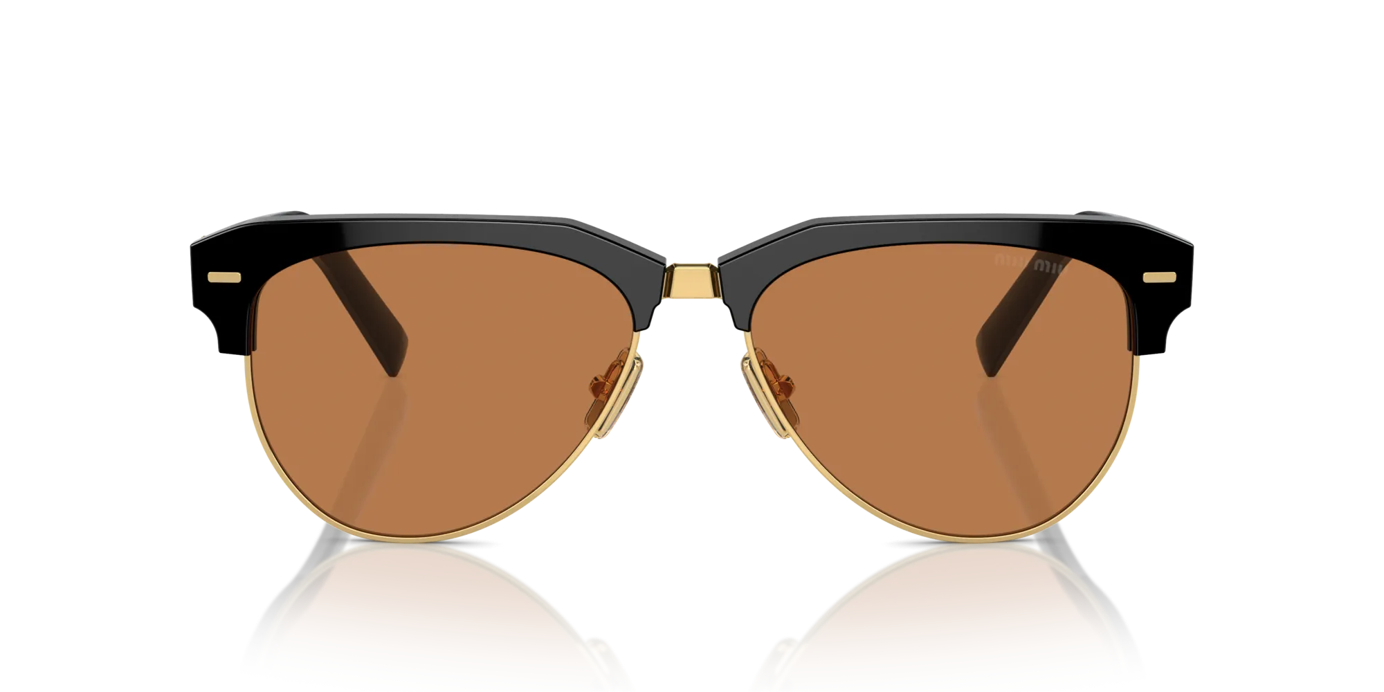Miu Miu MU 09ZS 1AB2Z1 Occhiali da sole Acetato Nero Marrone Pilot Normale - immagine 3