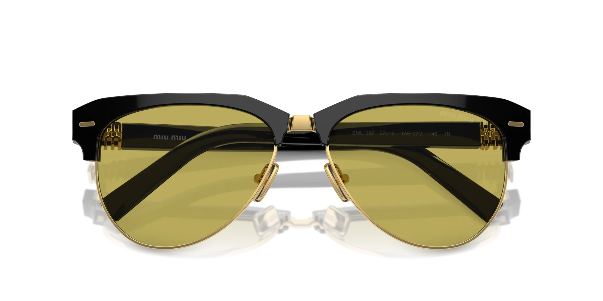 Miu Miu MU 09ZS 1AB07O Occhiali da sole Acetato Nero Verde Pilot Normale - immagine 2