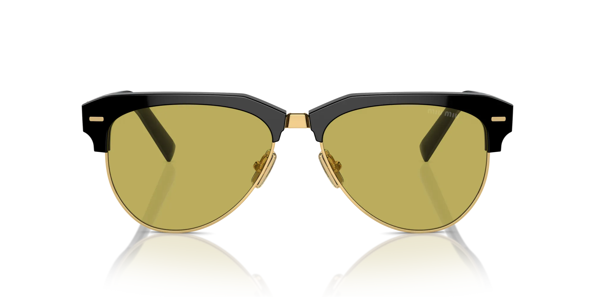 Miu Miu MU 09ZS 1AB07O Occhiali da sole Acetato Nero Verde Pilot Normale - immagine 3