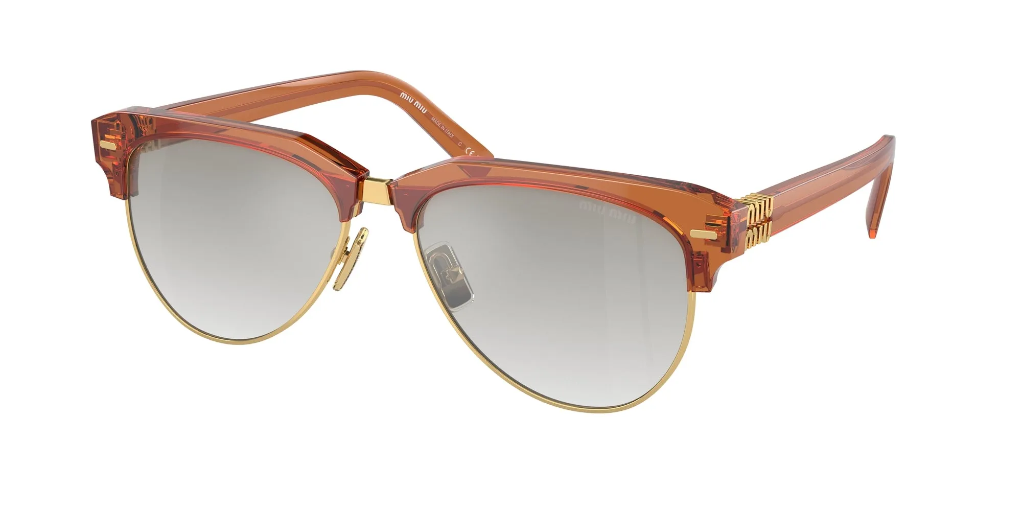 Miu Miu MU 09ZS 15T8K1 Occhiali da sole Acetato Beige Argento Pilot Normale Sfumato - immagine 1