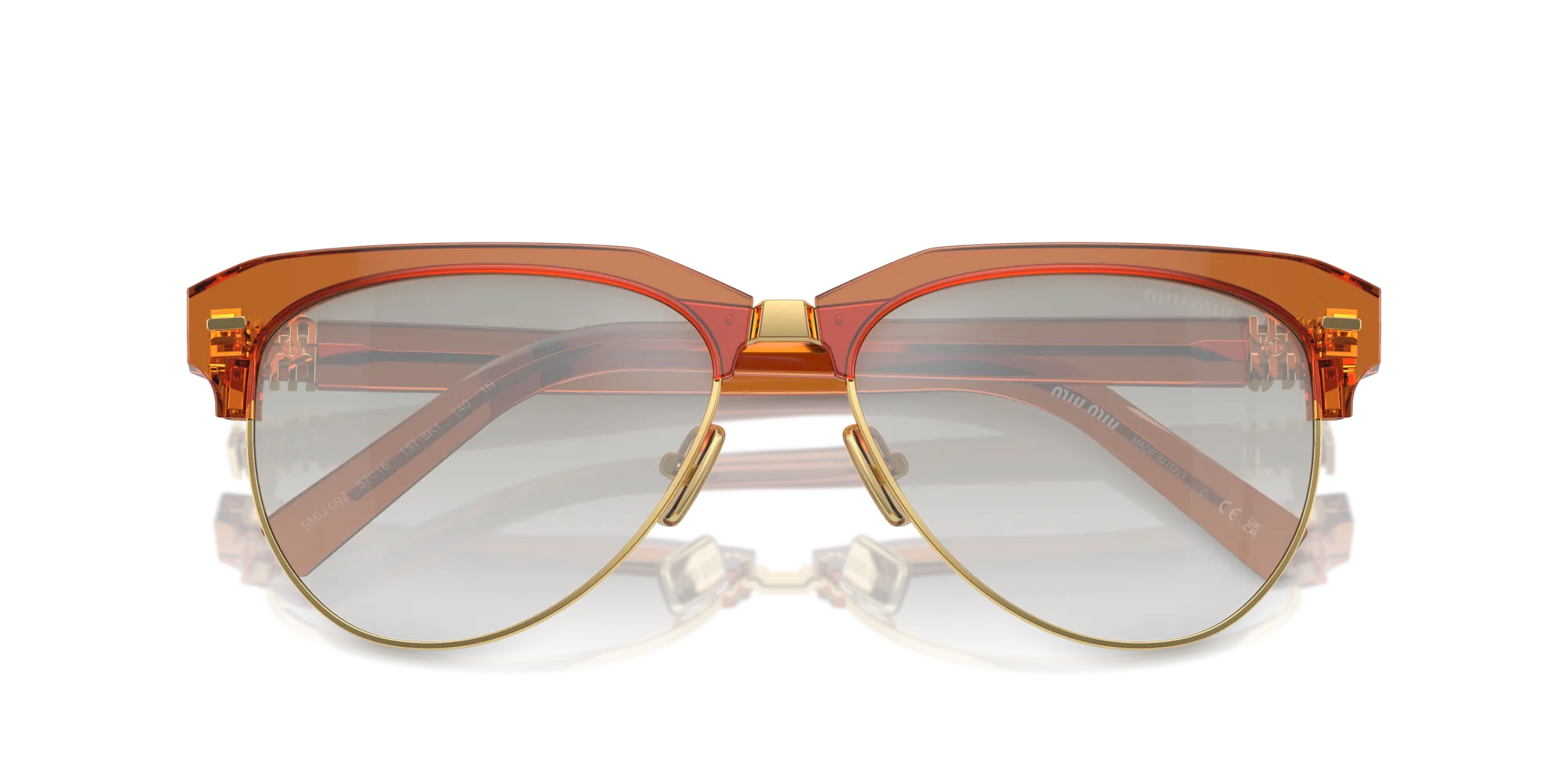 Miu Miu MU 09ZS 15T8K1 Occhiali da sole Acetato Beige Argento Pilot Normale Sfumato - immagine 2