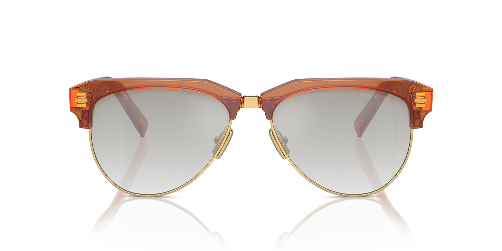 Miu Miu MU 09ZS 15T8K1 Occhiali da sole Acetato Beige Argento Pilot Normale Sfumato - immagine 3