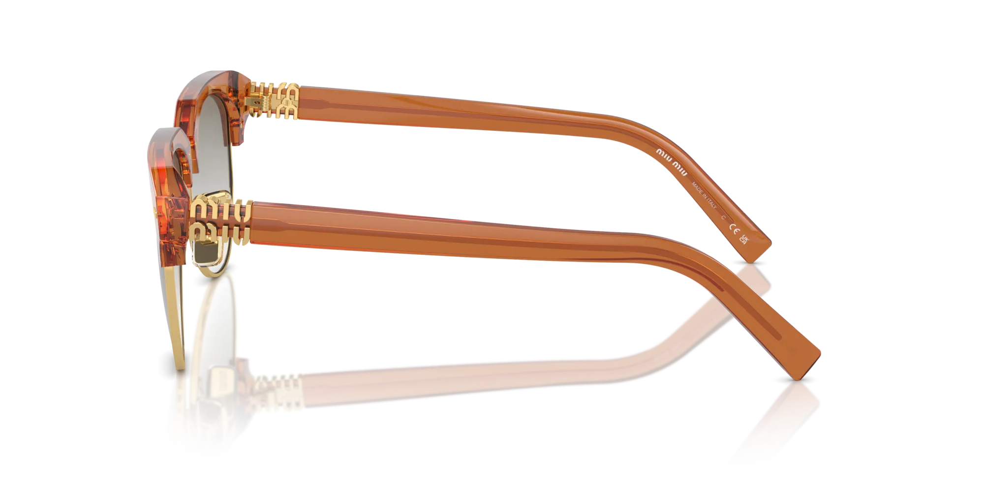 Miu Miu MU 09ZS 15T8K1 Occhiali da sole Acetato Beige Argento Pilot Normale Sfumato - immagine 4