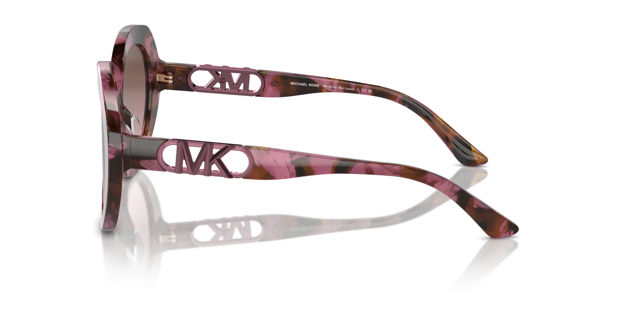 Michael Kors MK2214U SAN LUCAS 39989T Occhiali da sole Acetato Tartaruga Viola Rotonda Normale Sfumato - immagine 4