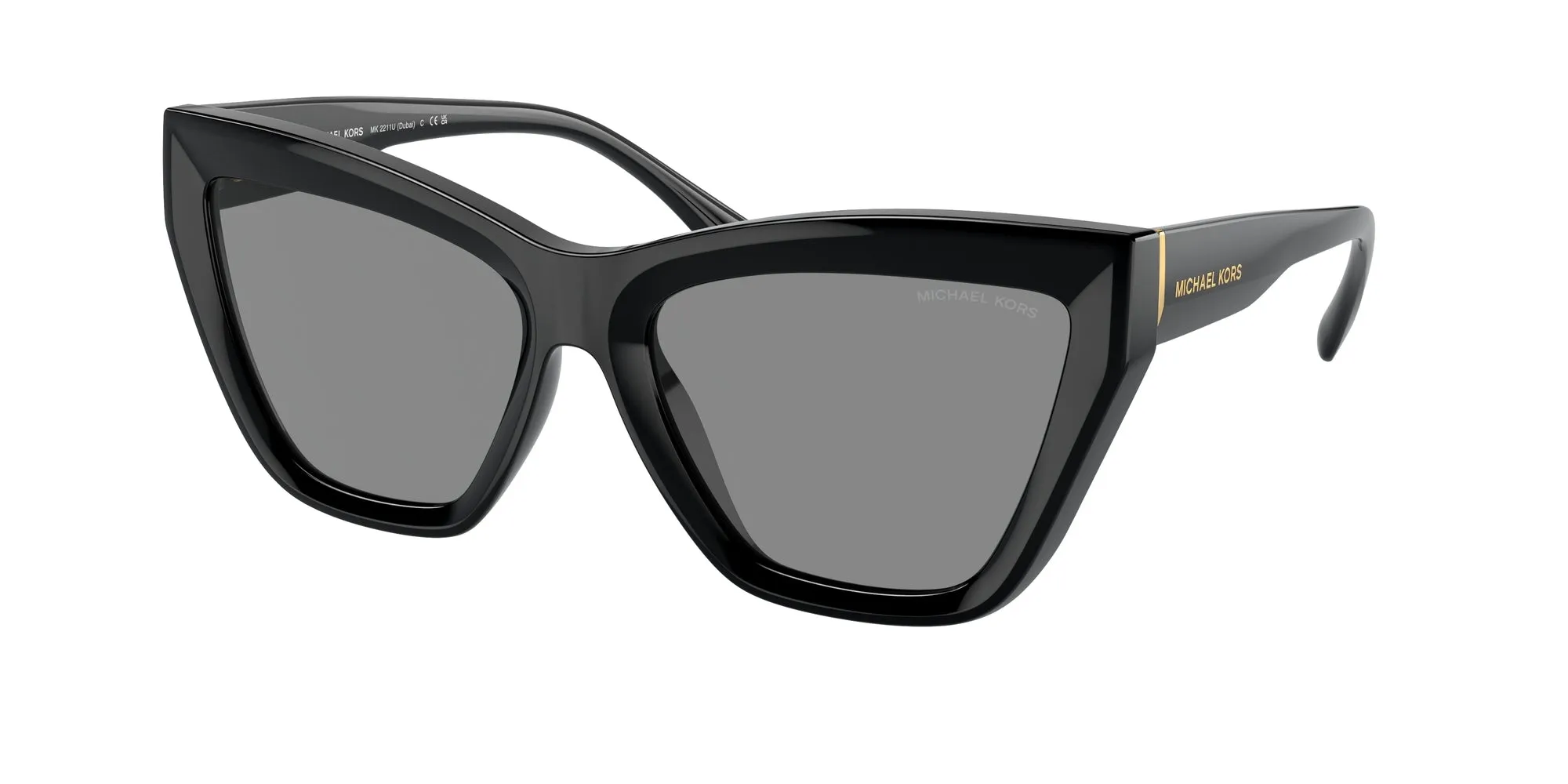 Michael Kors MK2211U DUBAI 30053F Occhiali da sole Iniettato Nero Grigio Cat Eye Normale Antiriflesso - immagine 1