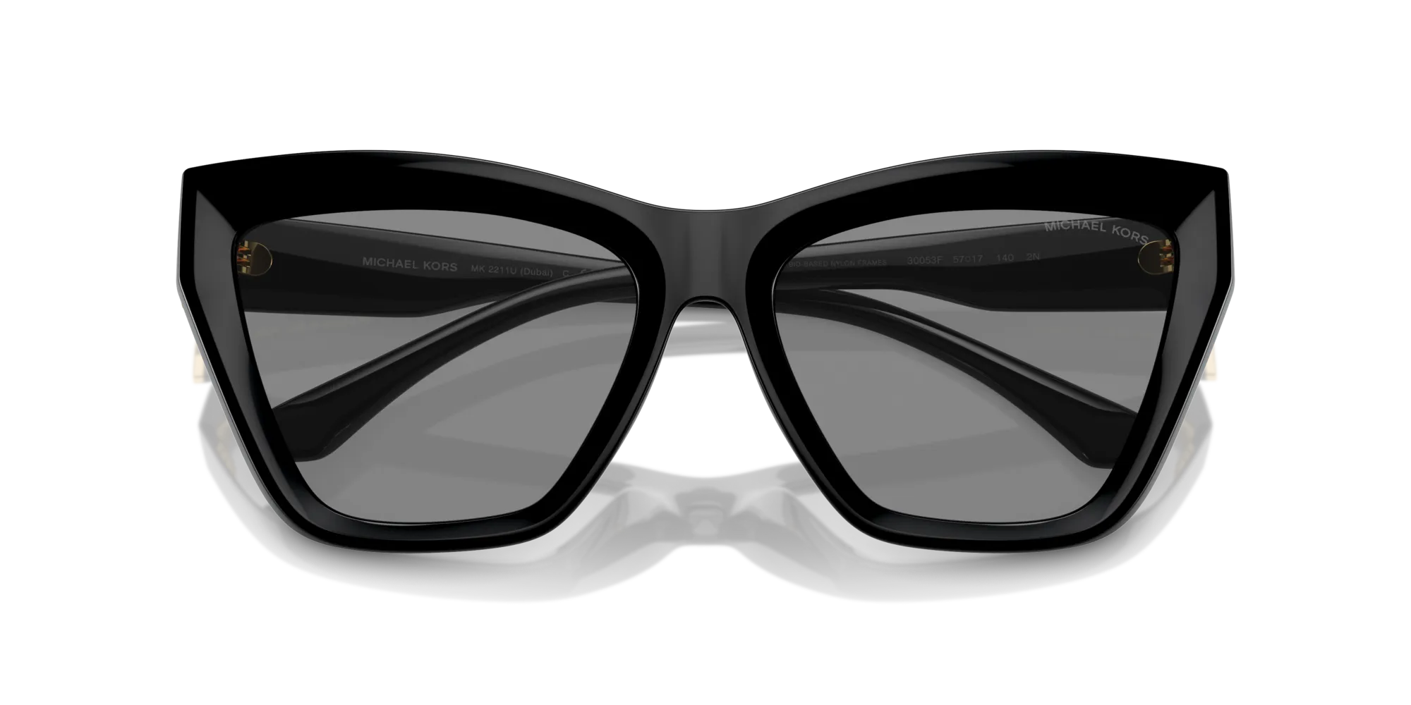 Michael Kors MK2211U DUBAI 30053F Occhiali da sole Iniettato Nero Grigio Cat Eye Normale Antiriflesso - immagine 2